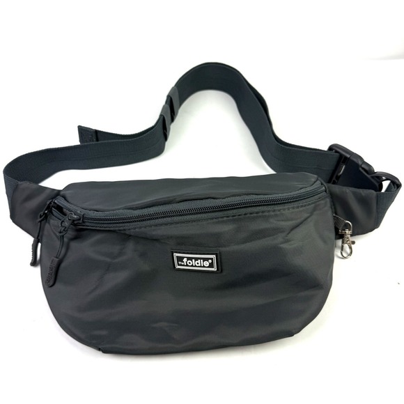 The Foldie Handbags - The Foldie Belt Bag Waist Pack Dark Gray Nylon Travel Crossbody RFID Brand New